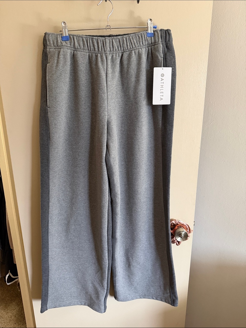 Athleta Heather Gray Two Tone Wide-Leg Sweatpants